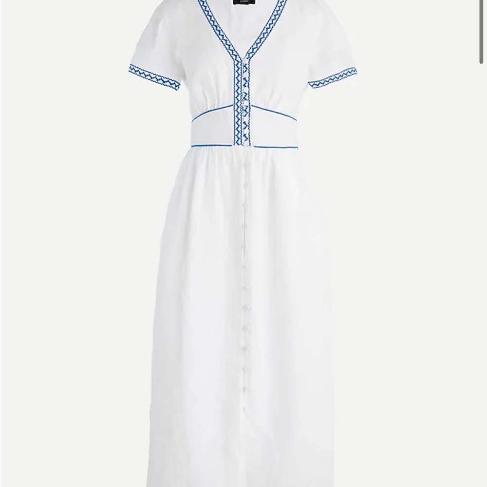 NWT J Crew embroidered linen dress (size 4)